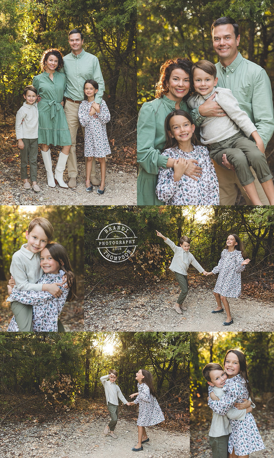 fall family session collage with family of four with school age children - plano family photography