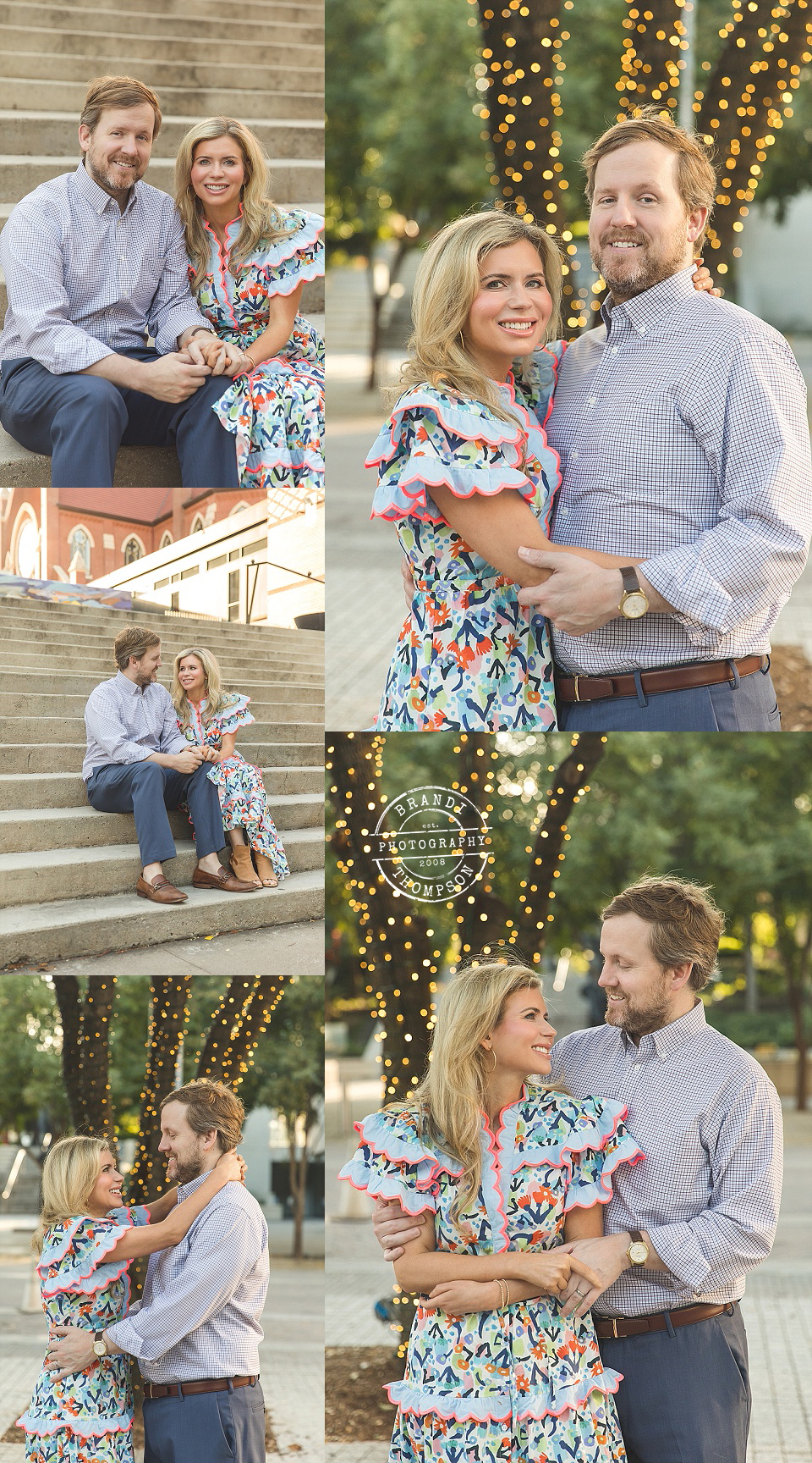 collage of photos of man and woman in downtown dallas arts district fall photos 